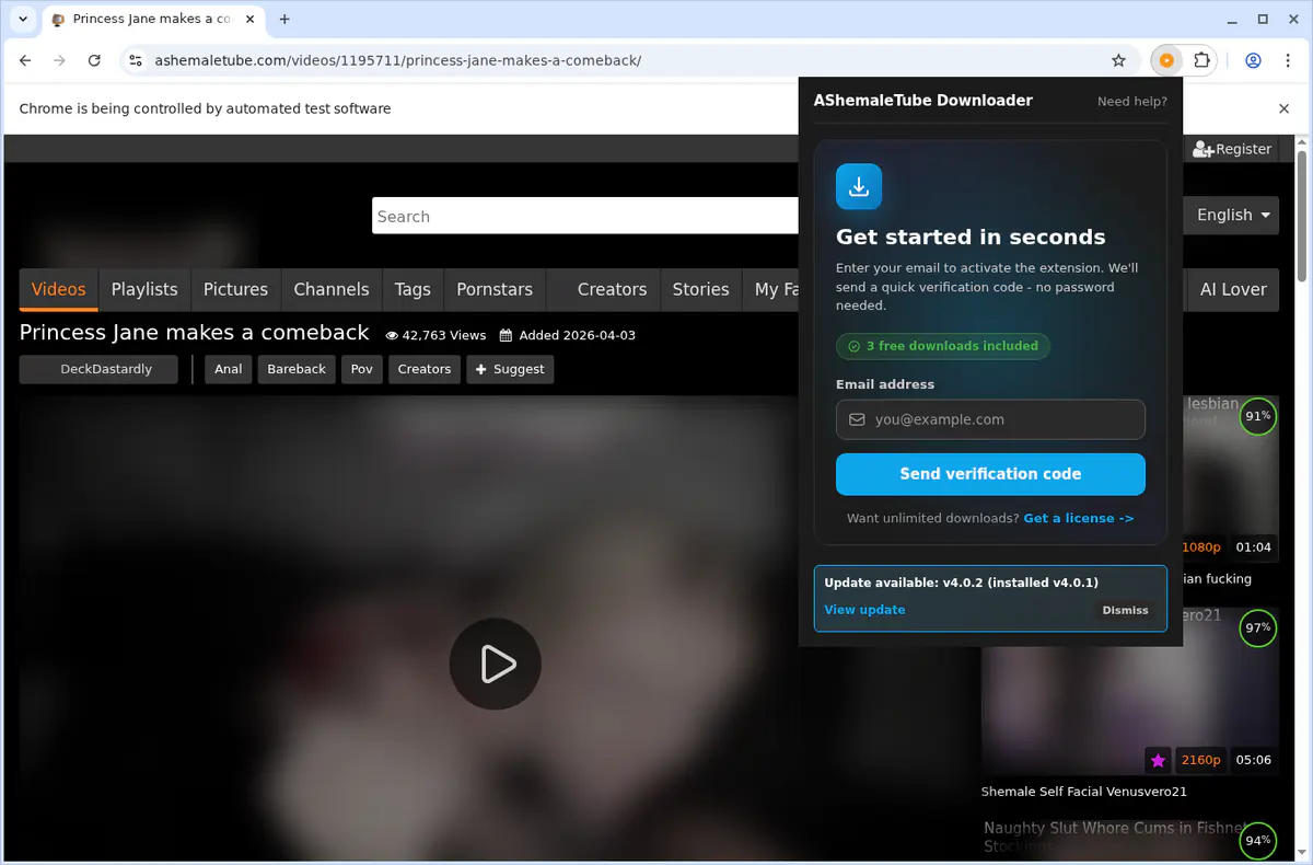 Ashemaletube Video Downloader browser extension screenshot 6